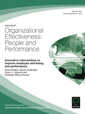 cover image of Journal of Organizational Effectiveness: People and Performance, Volume 3, Number 4